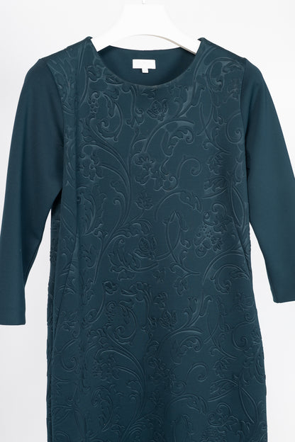 Escada Sport Erhella Dark Emerald Embossed-Floral Dress