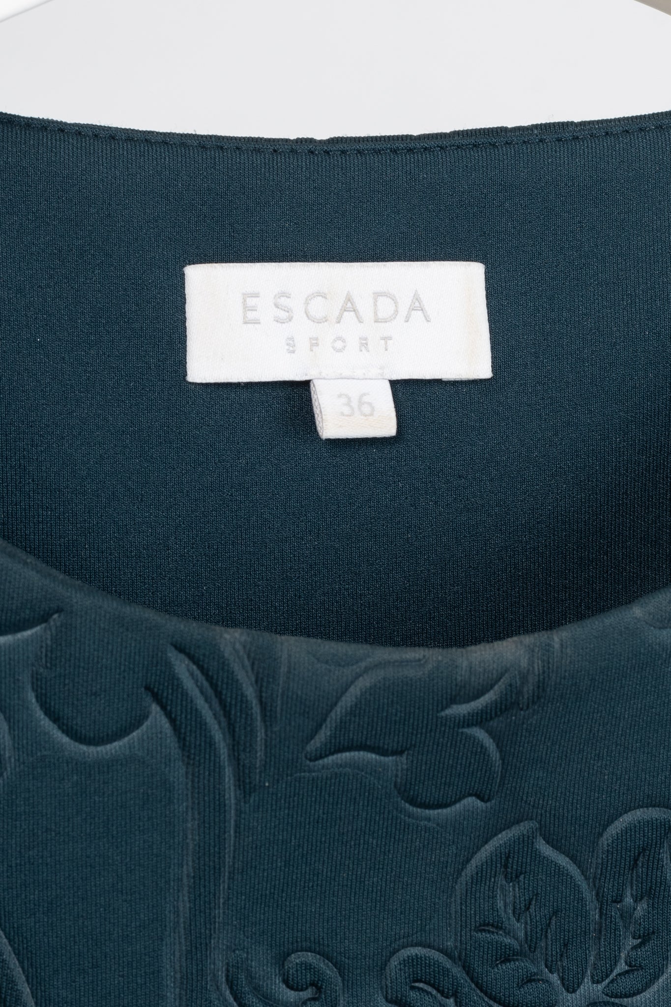 Escada Sport Erhella Dark Emerald Embossed-Floral Dress