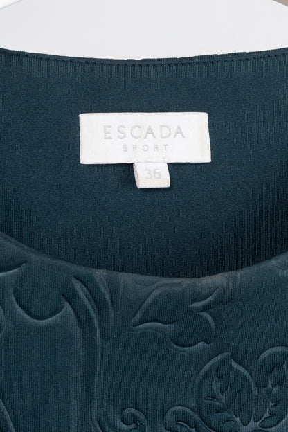 Escada Sport Erhella Dark Emerald Embossed-Floral Dress