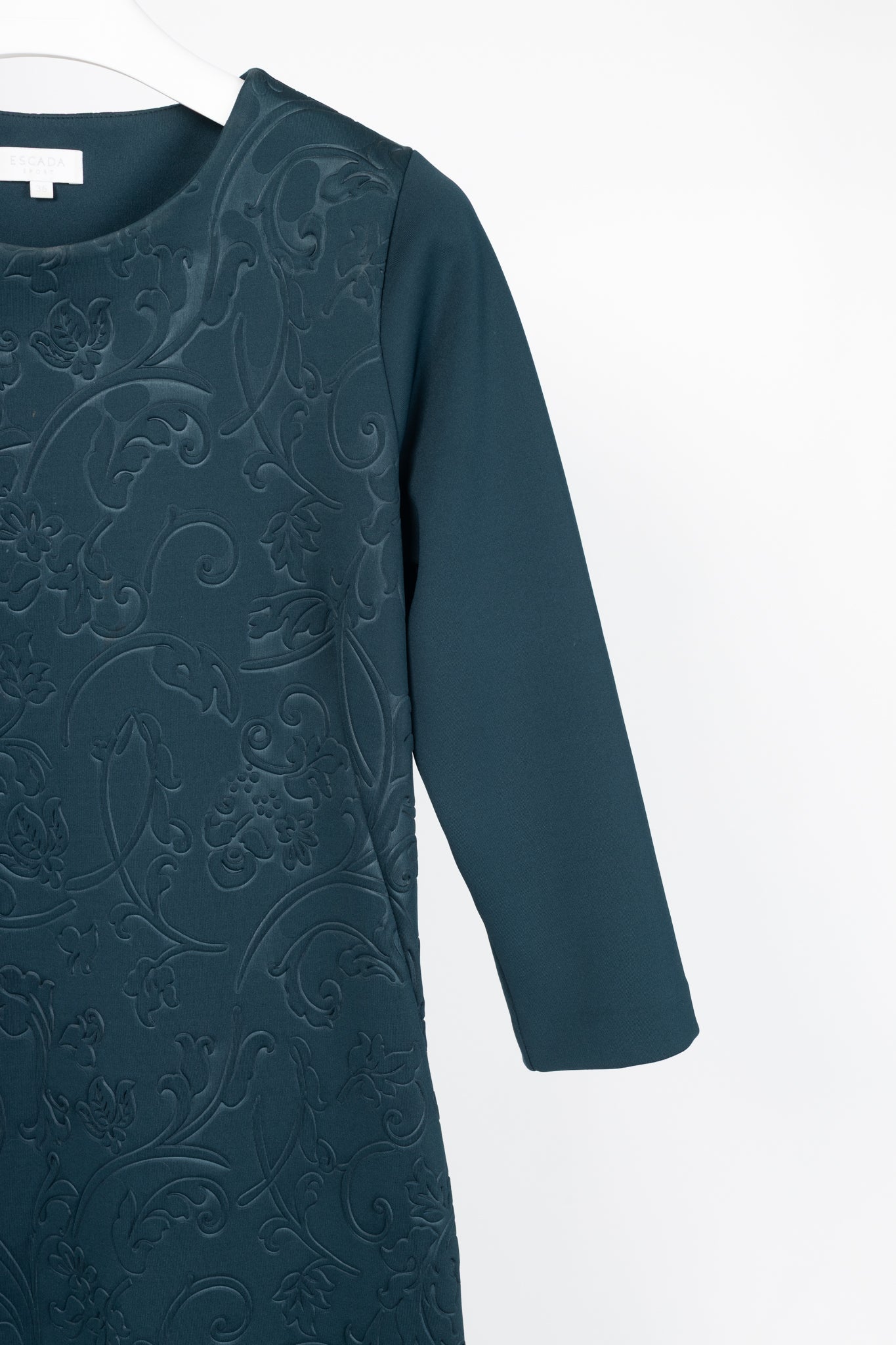 Escada Sport Erhella Dark Emerald Embossed-Floral Dress