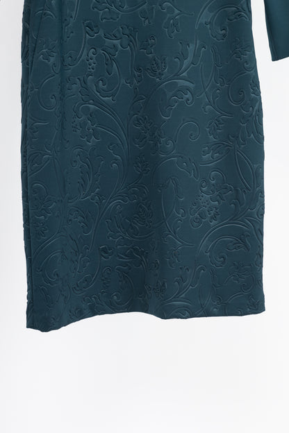 Escada Sport Erhella Dark Emerald Embossed-Floral Dress