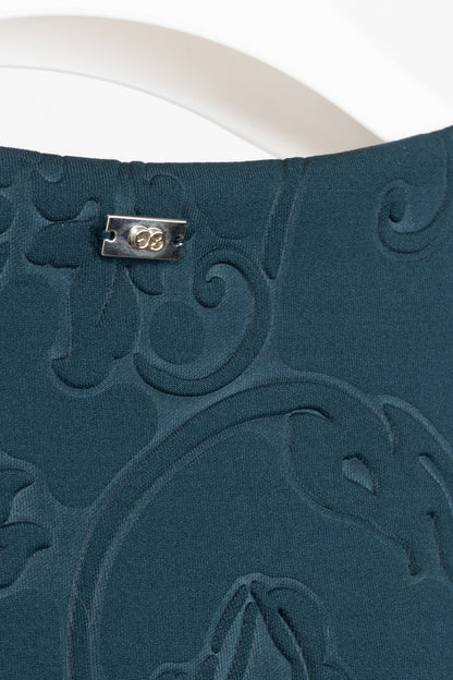 Escada Sport Erhella Dark Emerald Embossed-Floral Dress