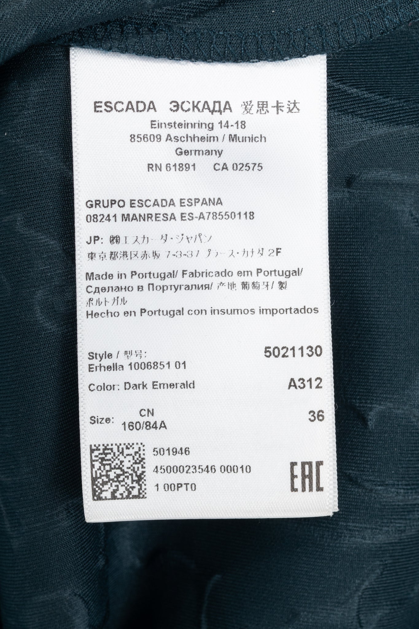 Escada Sport Erhella Dark Emerald Embossed-Floral Dress