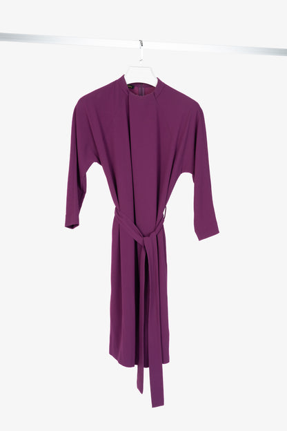 Escada AW17 Runway Dao Purple Calla Crepe Belted Dress