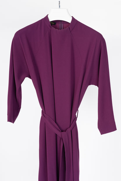 Escada AW17 Runway Dao Purple Calla Crepe Belted Dress