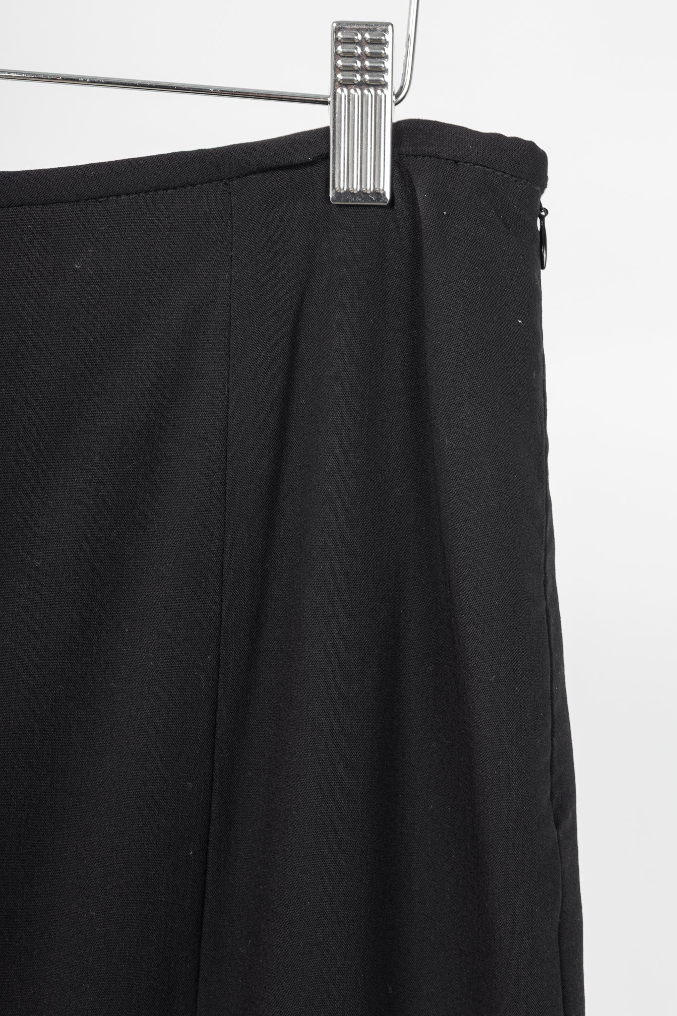 Escada Black Wool-Crepe Fringe-Hem Pencil Skirt
