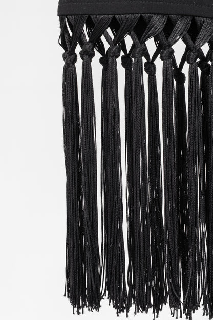 Escada Black Wool-Crepe Fringe-Hem Pencil Skirt