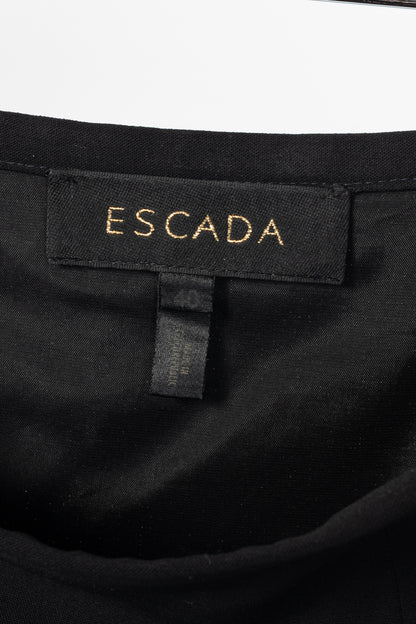 Escada Black Wool-Crepe Fringe-Hem Pencil Skirt