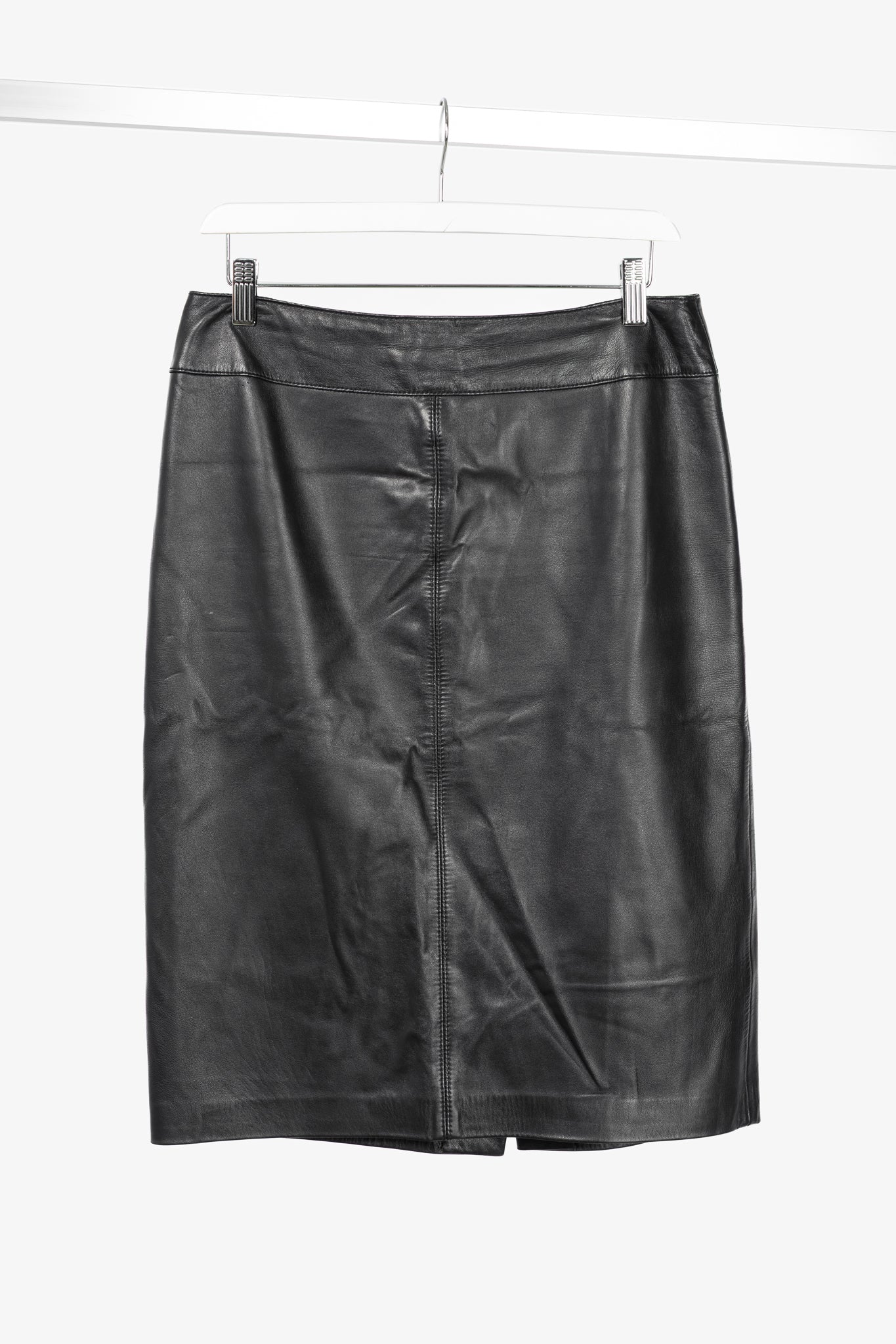 Escada Black Lamb-Leather Pencil Skirt