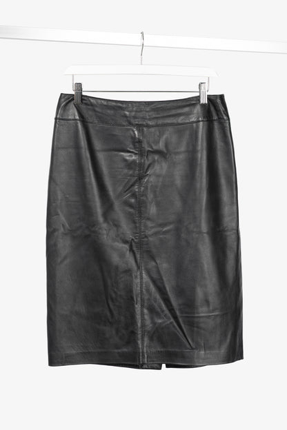 Escada Black Lamb-Leather Pencil Skirt