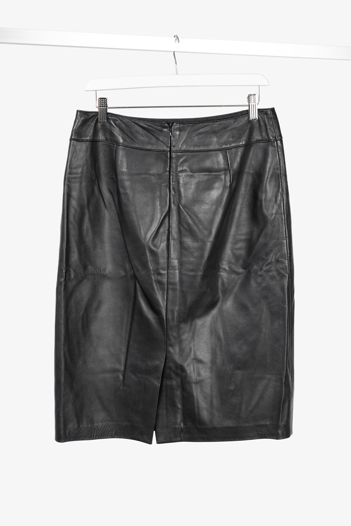 Escada Black Lamb-Leather Pencil Skirt