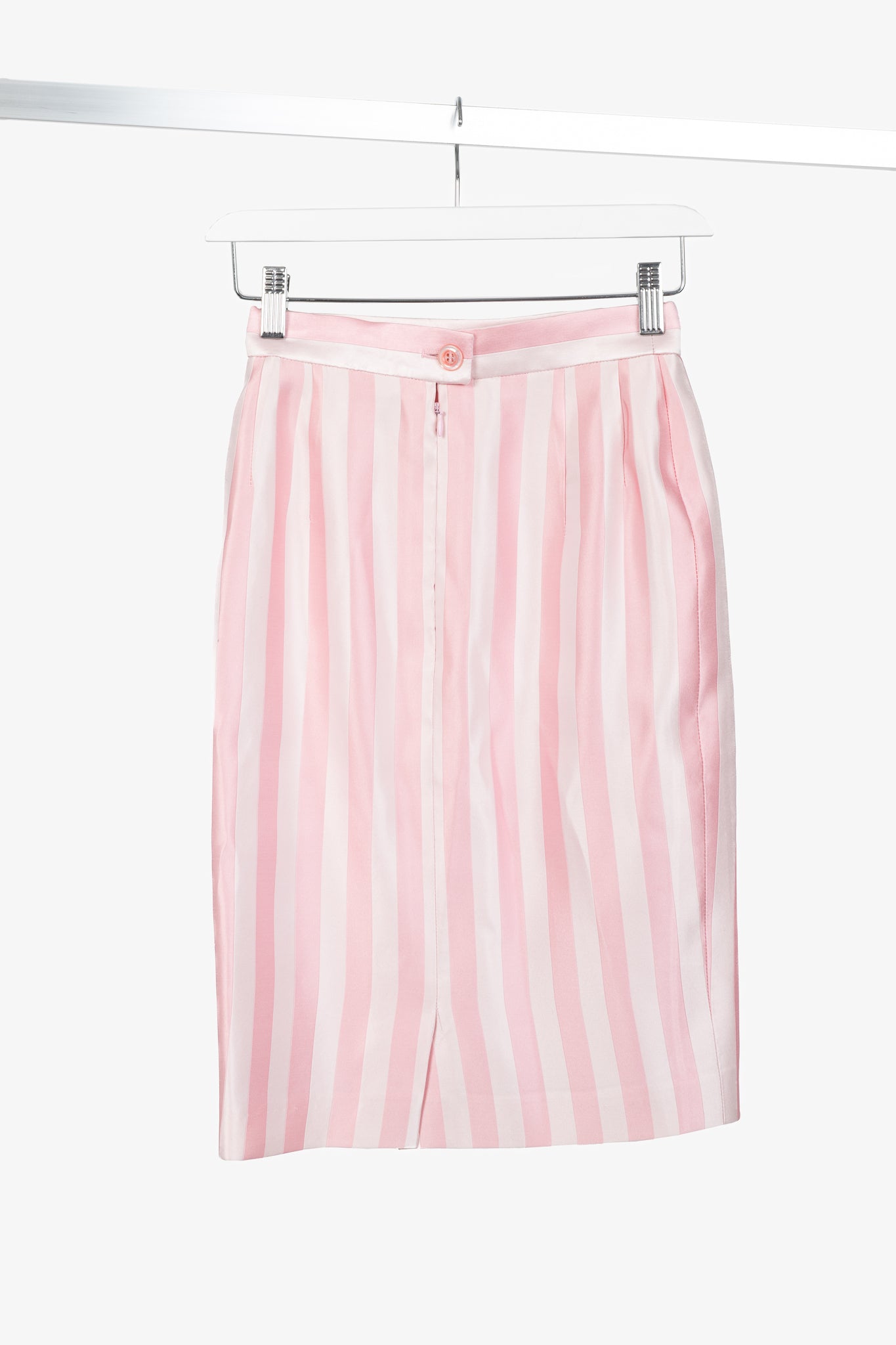 Escada Couture Pink-Striped Silk-Satin Pencil Skirt