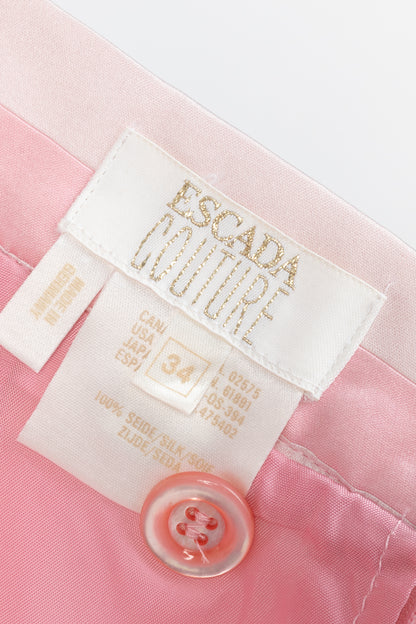 Escada Couture Pink-Striped Silk-Satin Pencil Skirt