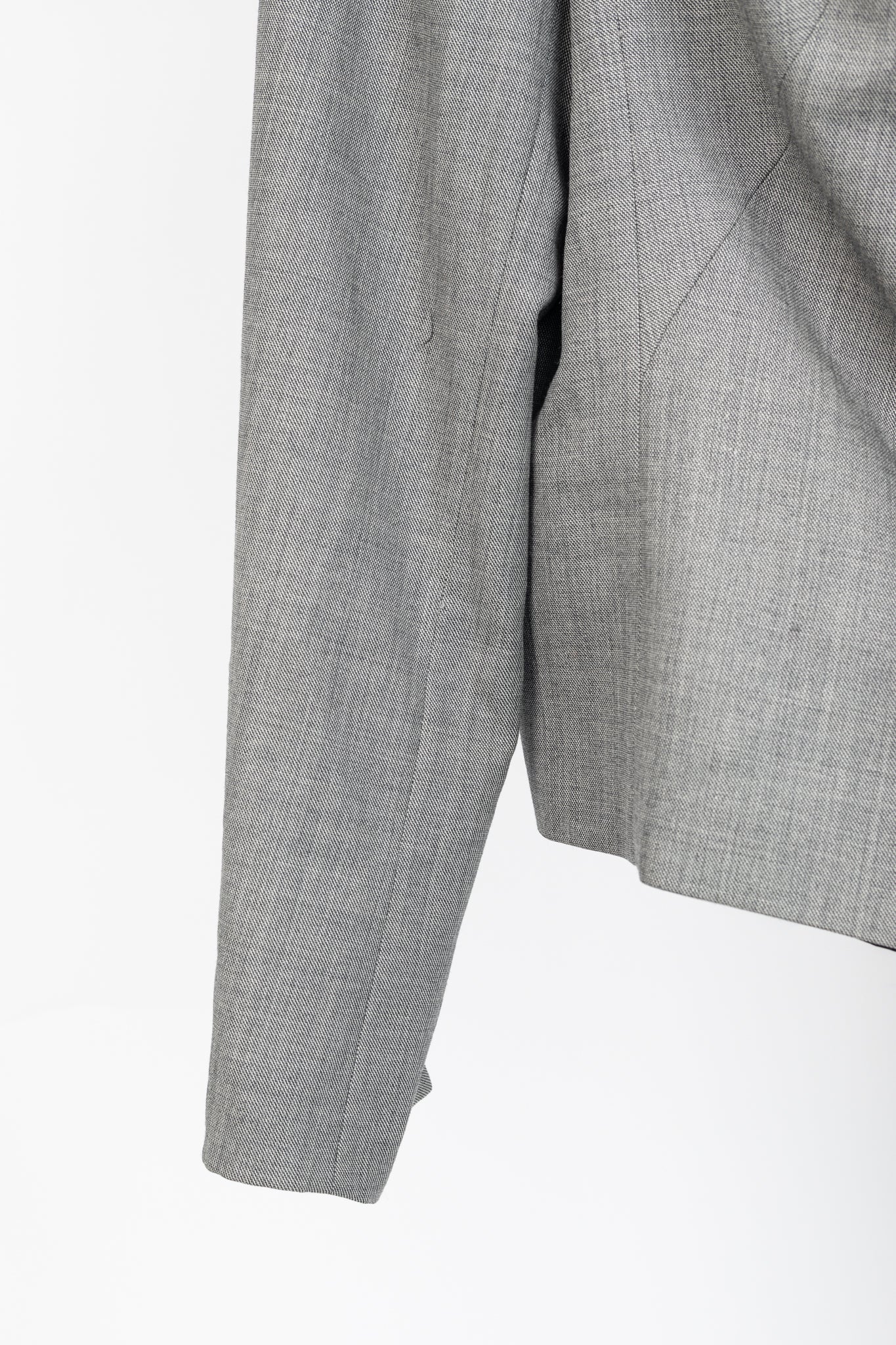 Escada Grey Wool Contrast-Piping Zip Blazer