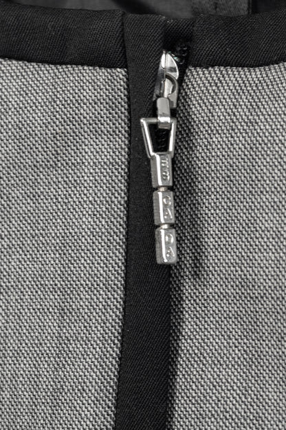 Escada Grey Wool Contrast-Piping Zip Blazer