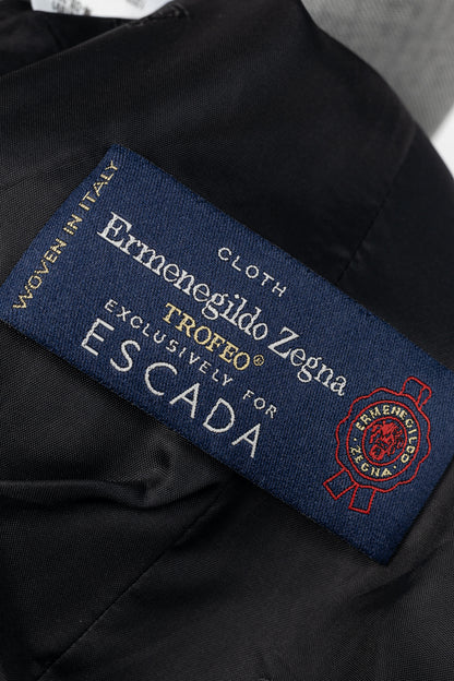 Escada Grey Wool Contrast-Piping Zip Blazer