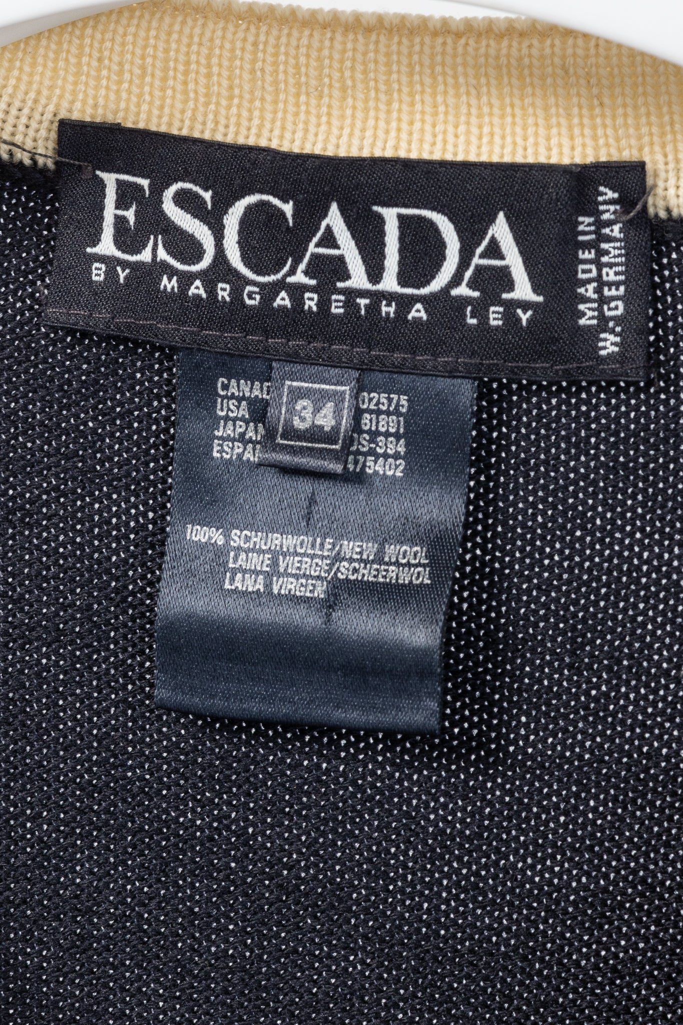 Escada by Margaretha Ley Navy Wool-Knit Bow Button Cardigan