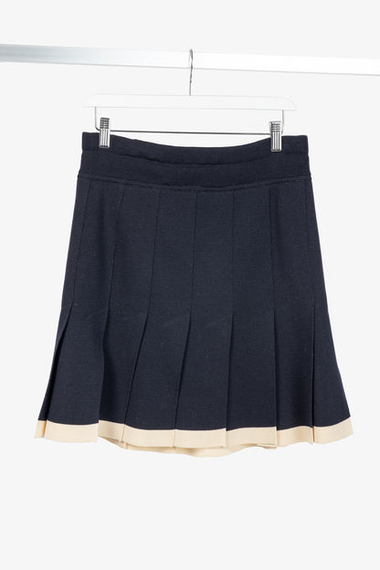 Escada by Margaretha Ley Navy Wool-Knit Piped Sweater & Skirt Set