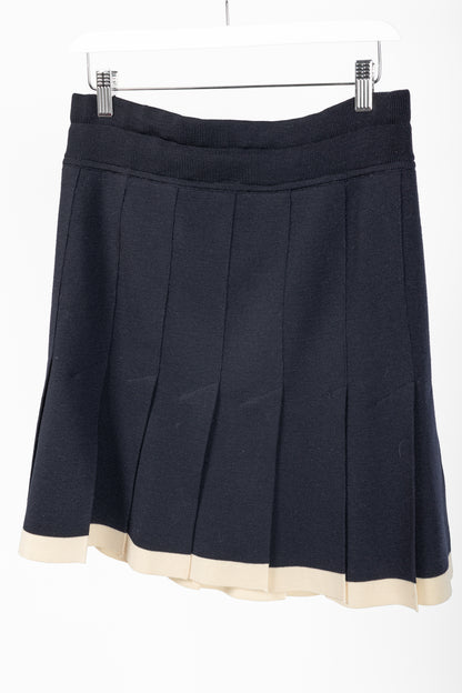 Escada by Margaretha Ley Navy Wool-Knit Piped Sweater & Skirt Set