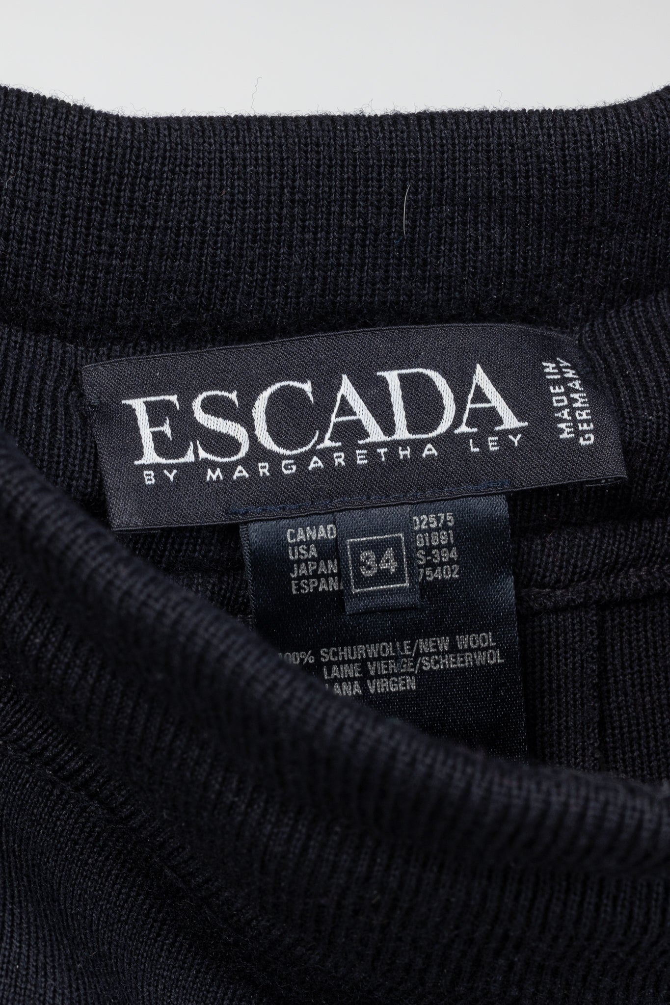 Escada by Margaretha Ley Navy Wool-Knit Piped Sweater & Skirt Set