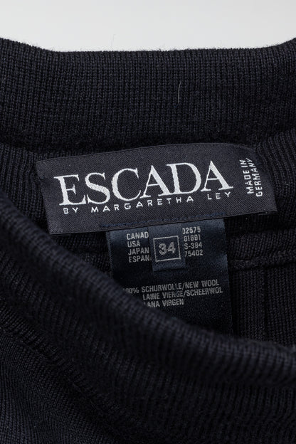 Escada by Margaretha Ley Navy Wool-Knit Piped Sweater & Skirt Set
