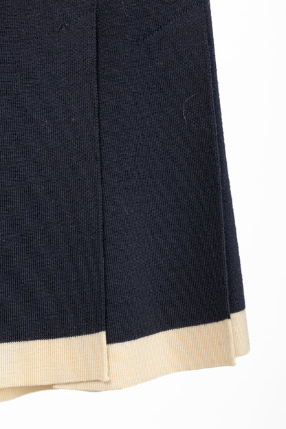 Escada by Margaretha Ley Navy Wool-Knit Piped Sweater & Skirt Set