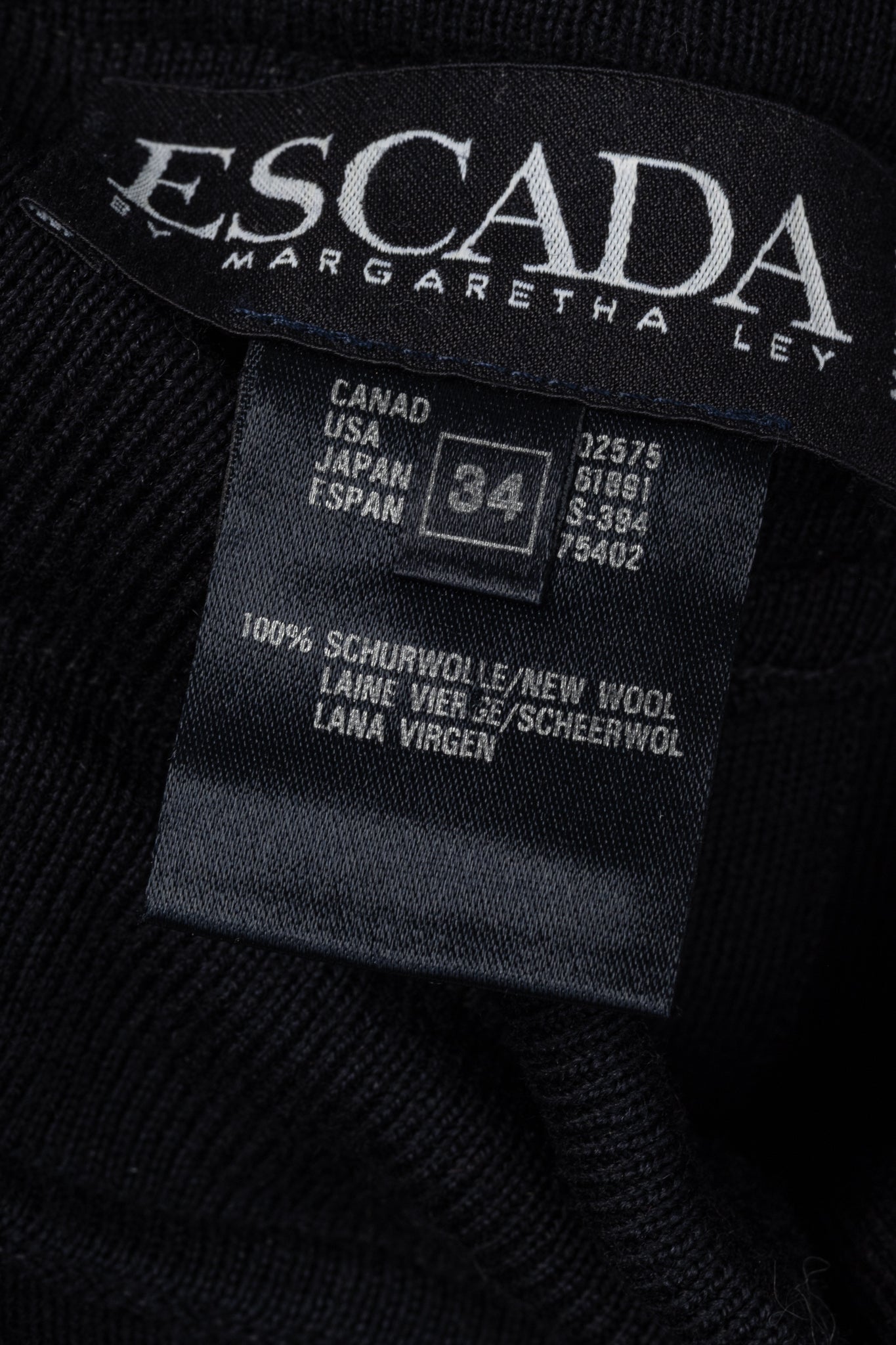 Escada by Margaretha Ley Navy Wool-Knit Piped Sweater & Skirt Set