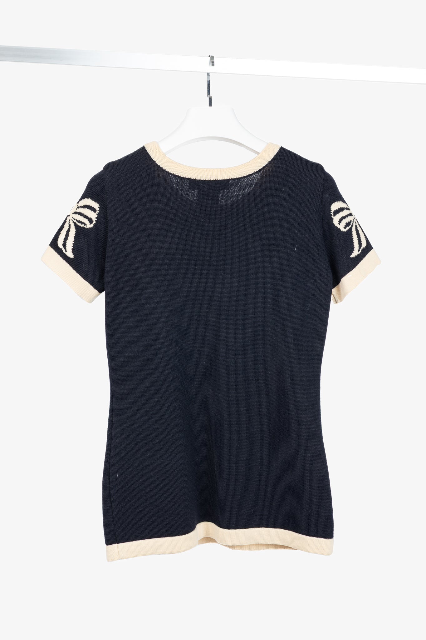 Escada by Margaretha Ley Navy Wool-Knit Piped Sweater & Skirt Set