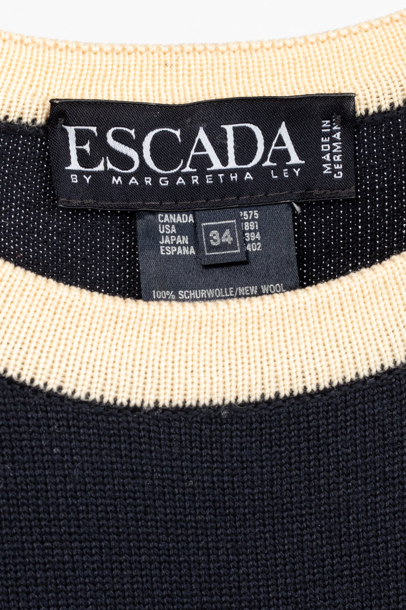 Escada by Margaretha Ley Navy Wool-Knit Piped Sweater & Skirt Set