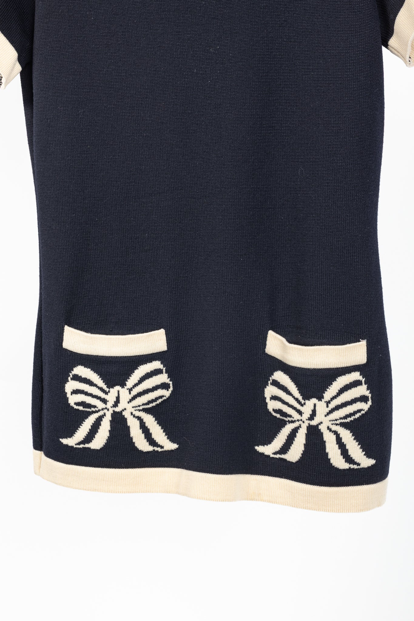 Escada by Margaretha Ley Navy Wool-Knit Piped Sweater & Skirt Set
