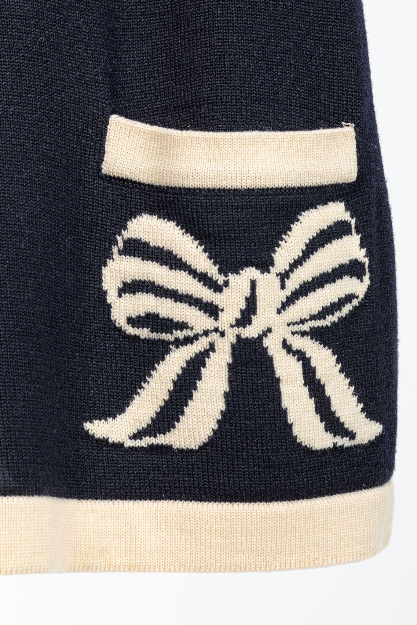 Escada by Margaretha Ley Navy Wool-Knit Piped Sweater & Skirt Set