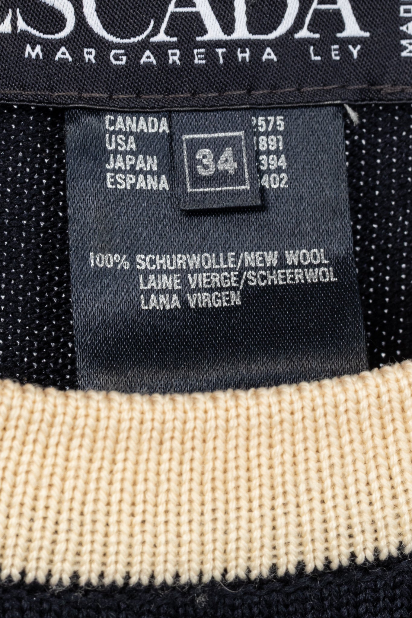 Escada by Margaretha Ley Navy Wool-Knit Piped Sweater & Skirt Set