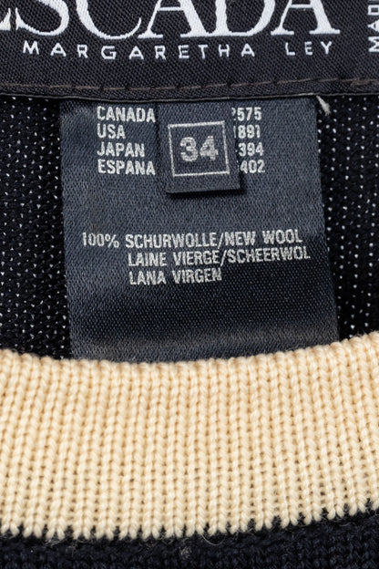 Escada by Margaretha Ley Navy Wool-Knit Piped Sweater & Skirt Set
