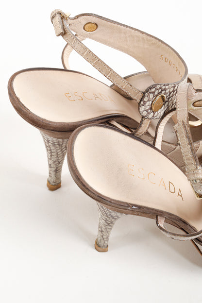 Escada SS/11 Embossed Leather Faux Croc Skin Pumps