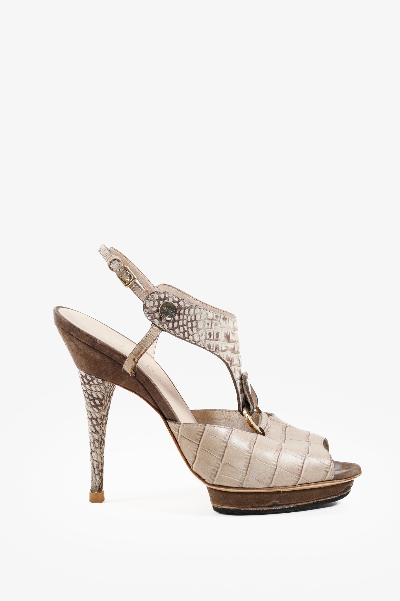 Escada SS/11 Embossed Leather Faux Croc Skin Pumps