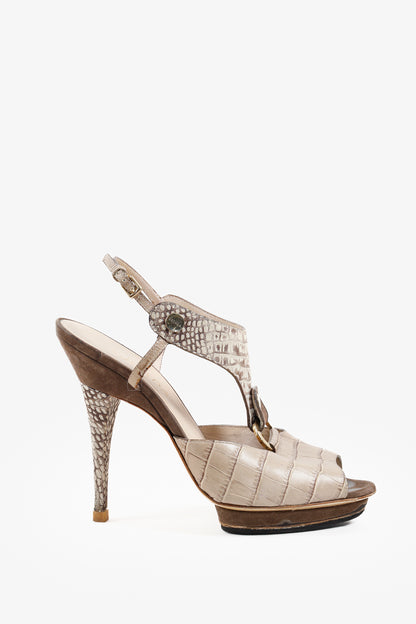 Escada SS/11 Embossed Leather Faux Croc Skin Pumps