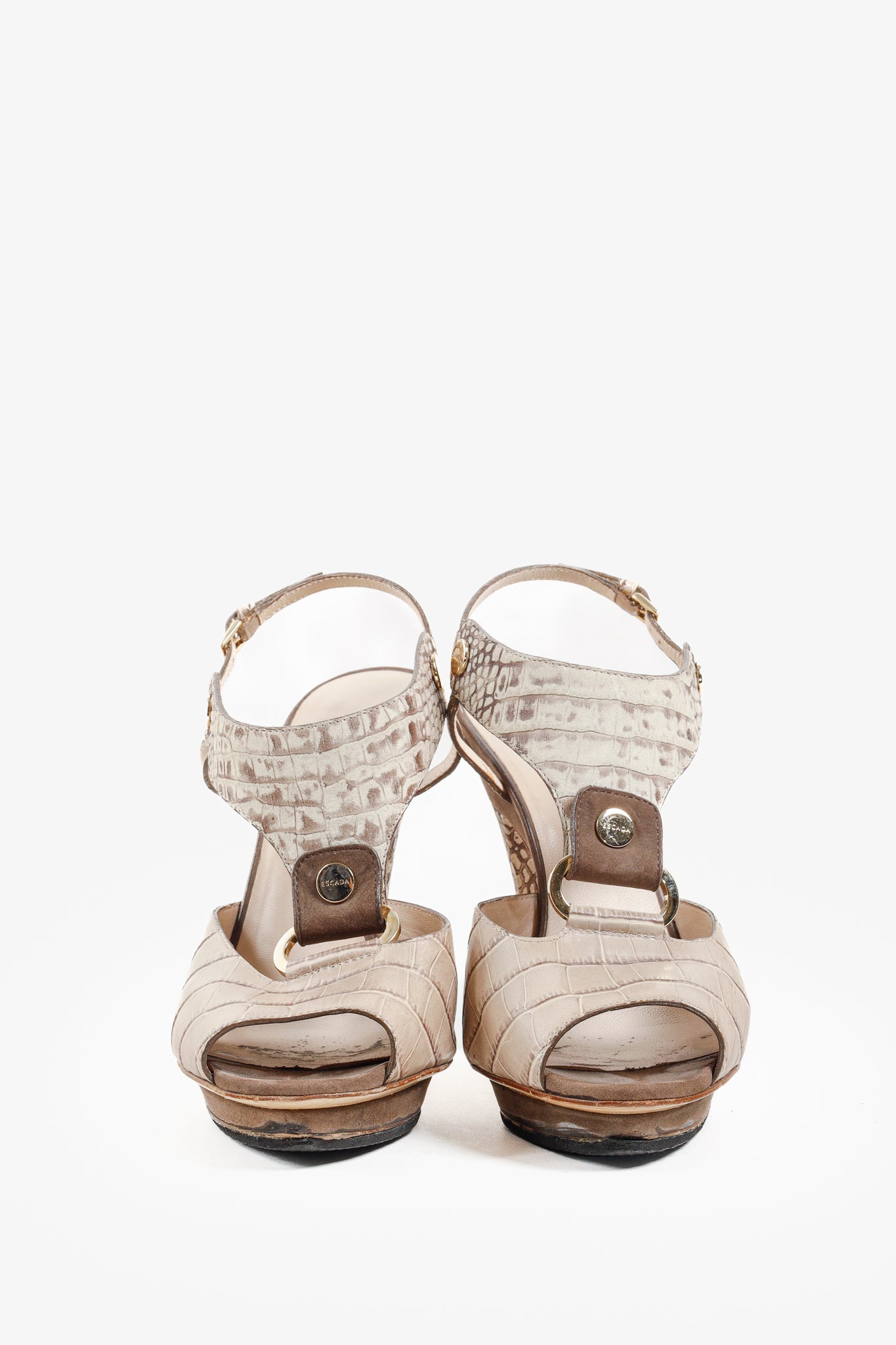 Escada SS/11 Embossed Leather Faux Croc Skin Pumps