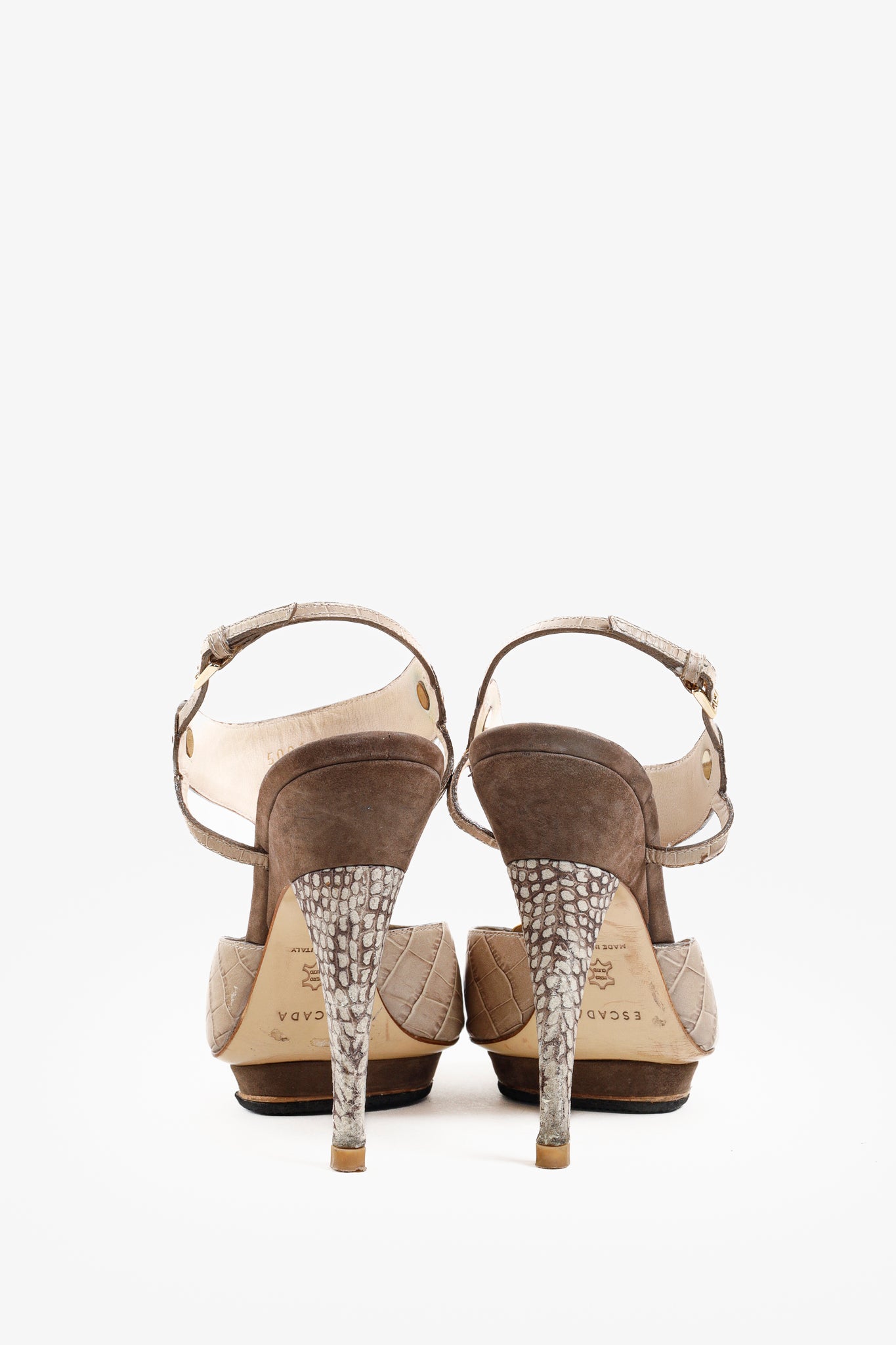 Escada SS/11 Embossed Leather Faux Croc Skin Pumps