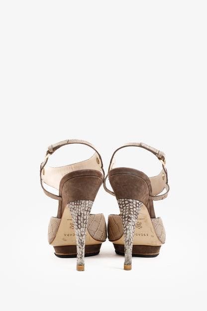 Escada SS/11 Embossed Leather Faux Croc Skin Pumps