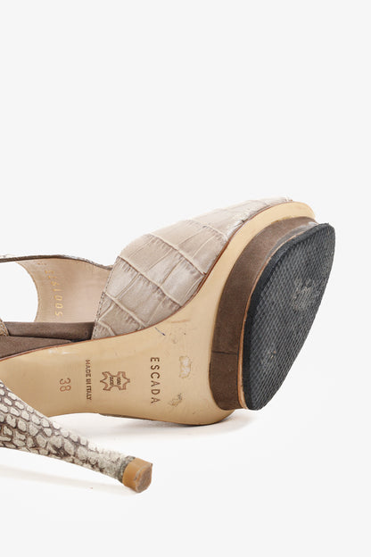 Escada SS/11 Embossed Leather Faux Croc Skin Pumps