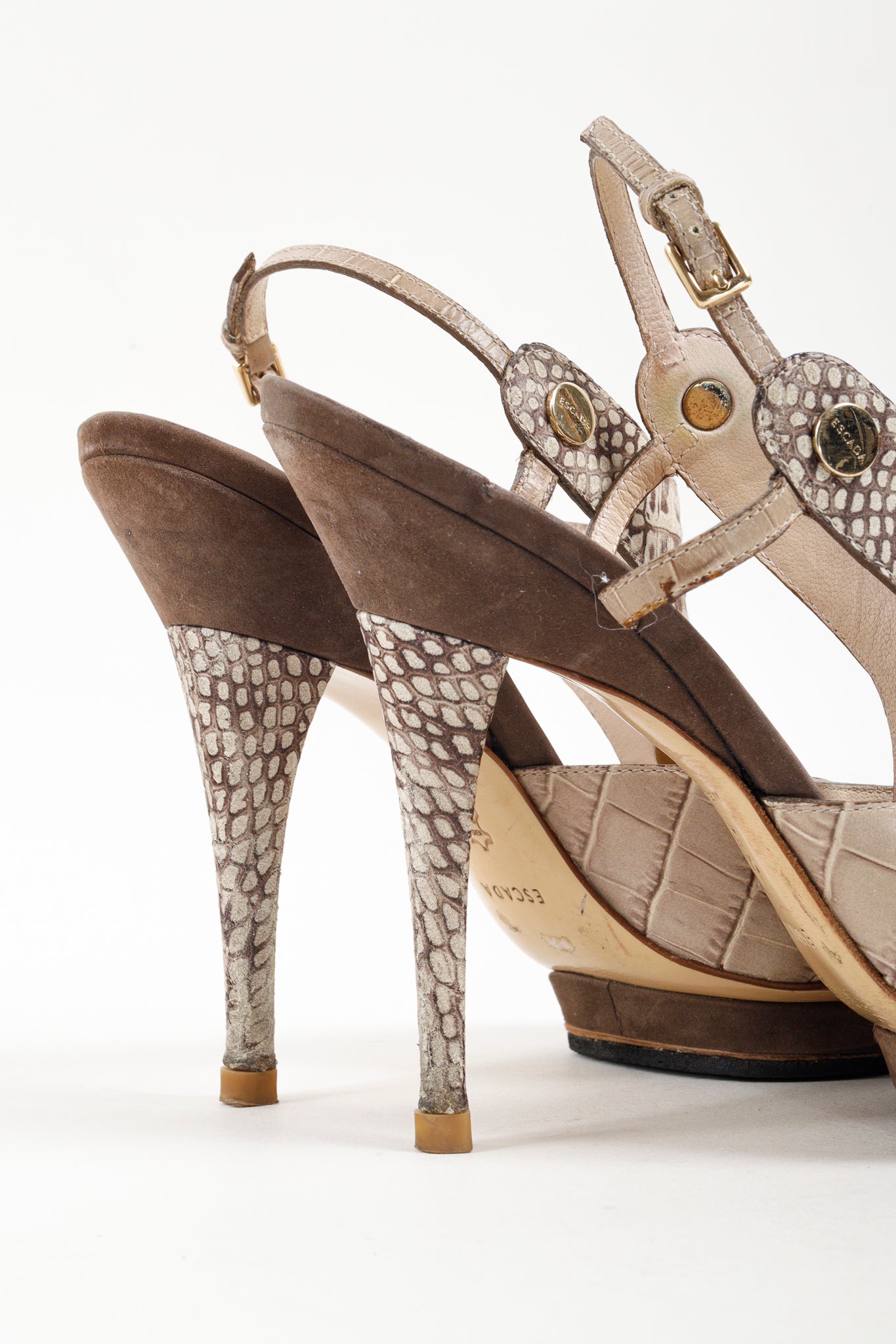 Escada SS/11 Embossed Leather Faux Croc Skin Pumps