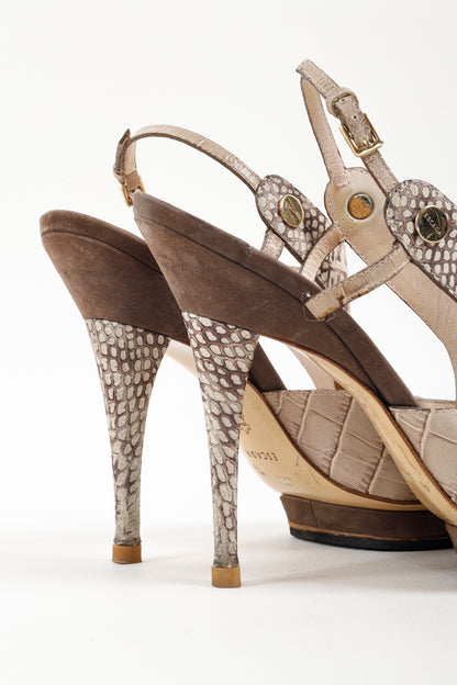 Escada SS/11 Embossed Leather Faux Croc Skin Pumps