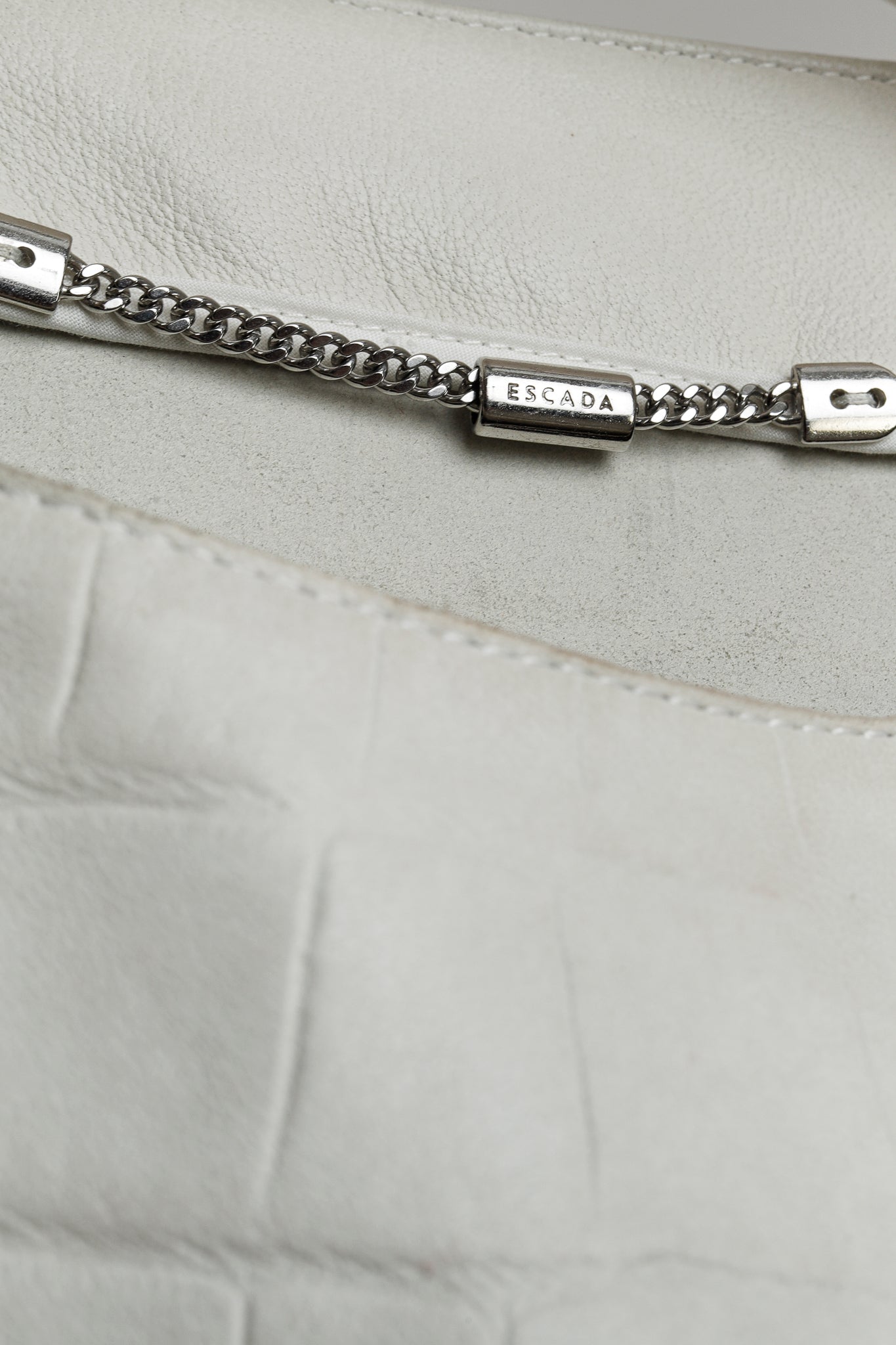 Escada Lilly Off-White Croc-Embossed Leather Panelled Jacket