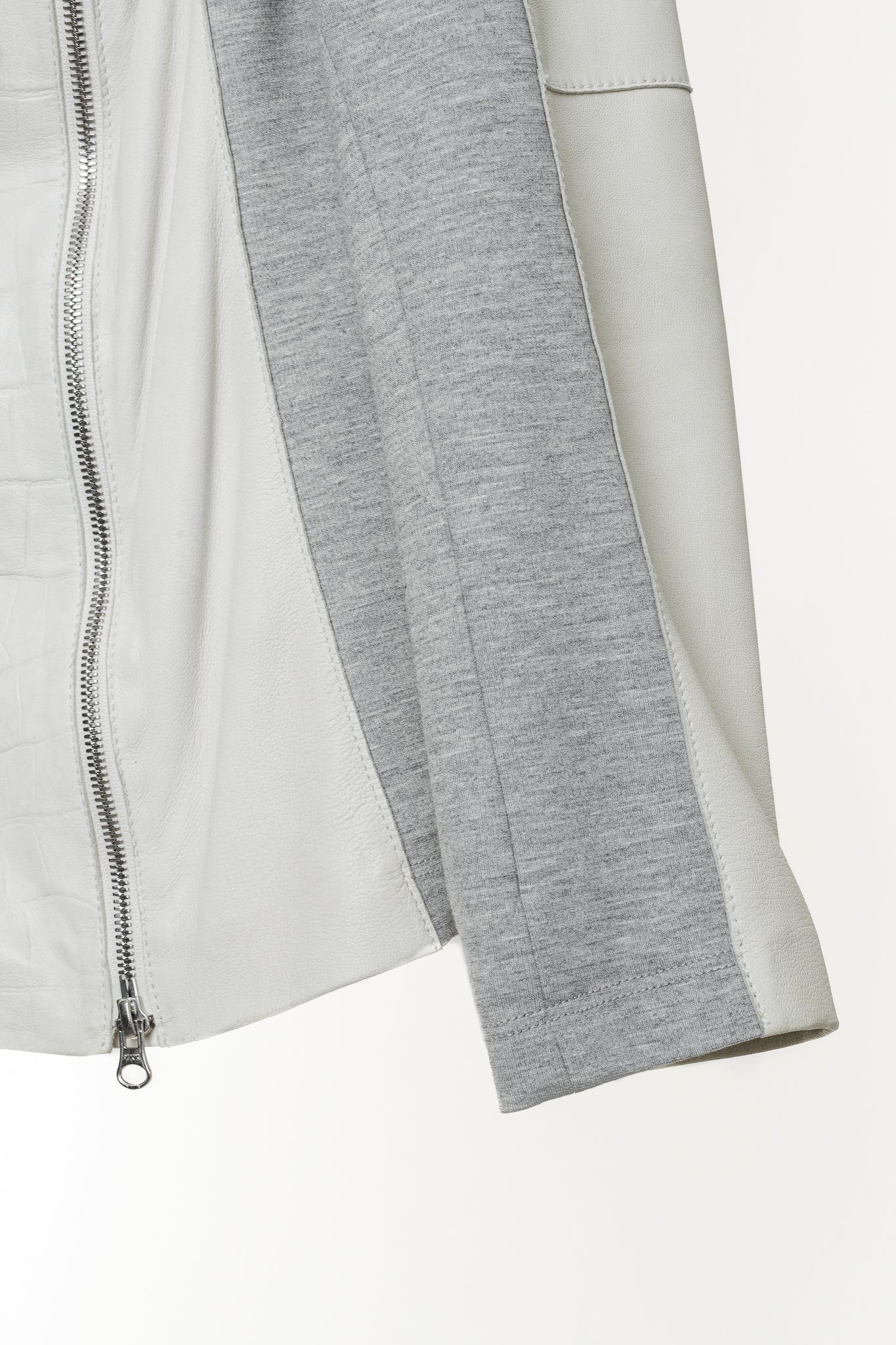 Escada Lilly Off-White Croc-Embossed Leather Panelled Jacket