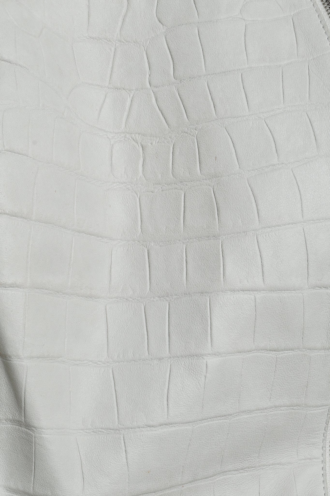 Escada Lilly Off-White Croc-Embossed Leather Panelled Jacket