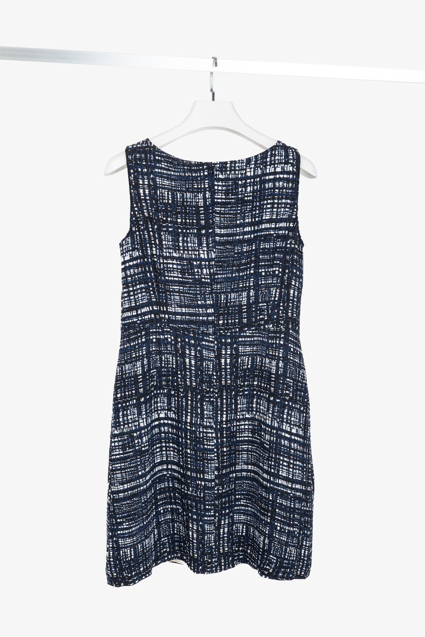 Escada Divatu "Open Miscellaneous" Navy Plaid Crepe Mini Dress