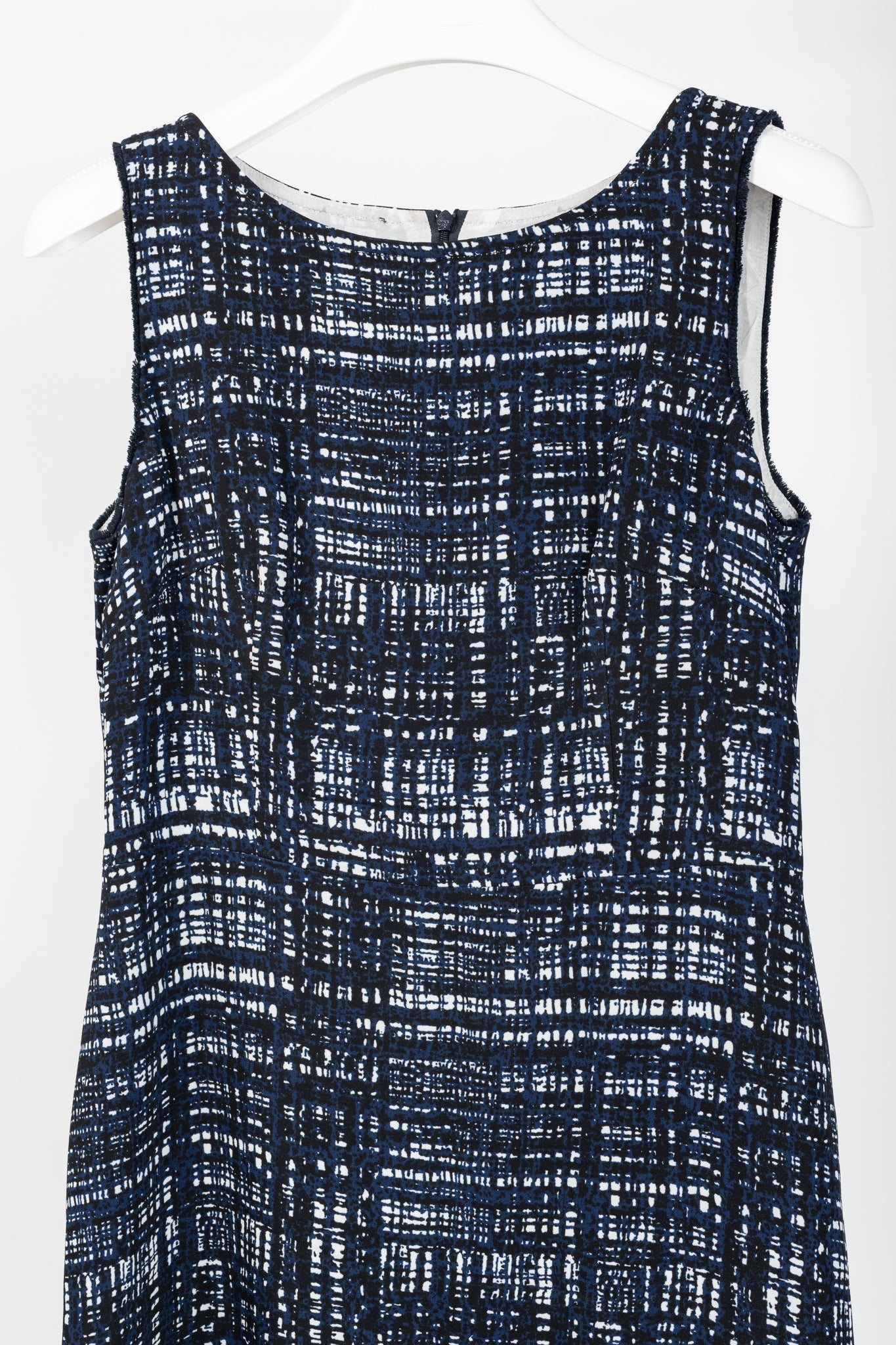 Escada Divatu "Open Miscellaneous" Navy Plaid Crepe Mini Dress