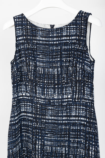 Escada Divatu "Open Miscellaneous" Navy Plaid Crepe Mini Dress