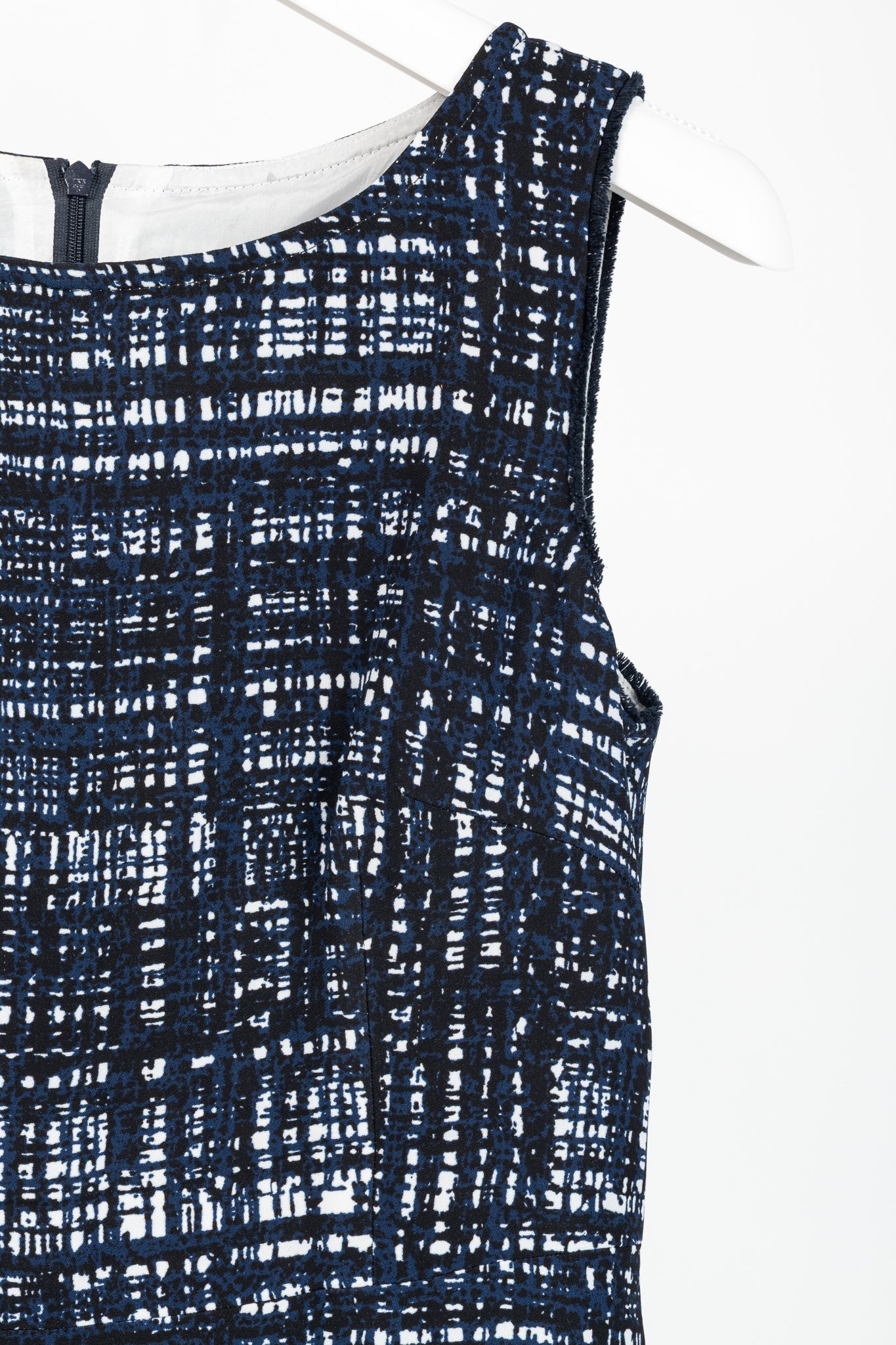 Escada Divatu "Open Miscellaneous" Navy Plaid Crepe Mini Dress