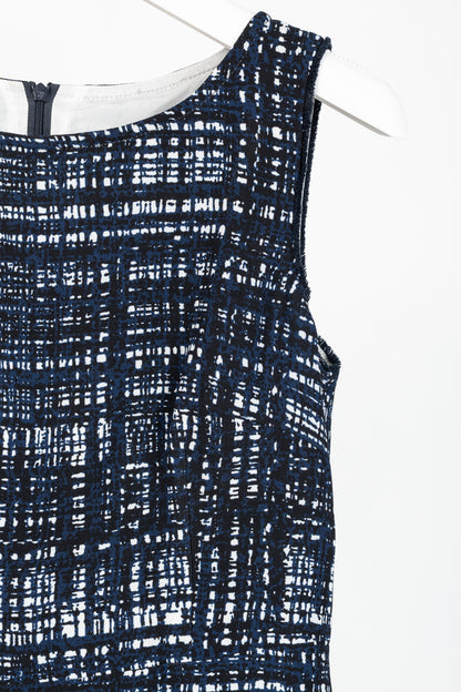 Escada Divatu "Open Miscellaneous" Navy Plaid Crepe Mini Dress